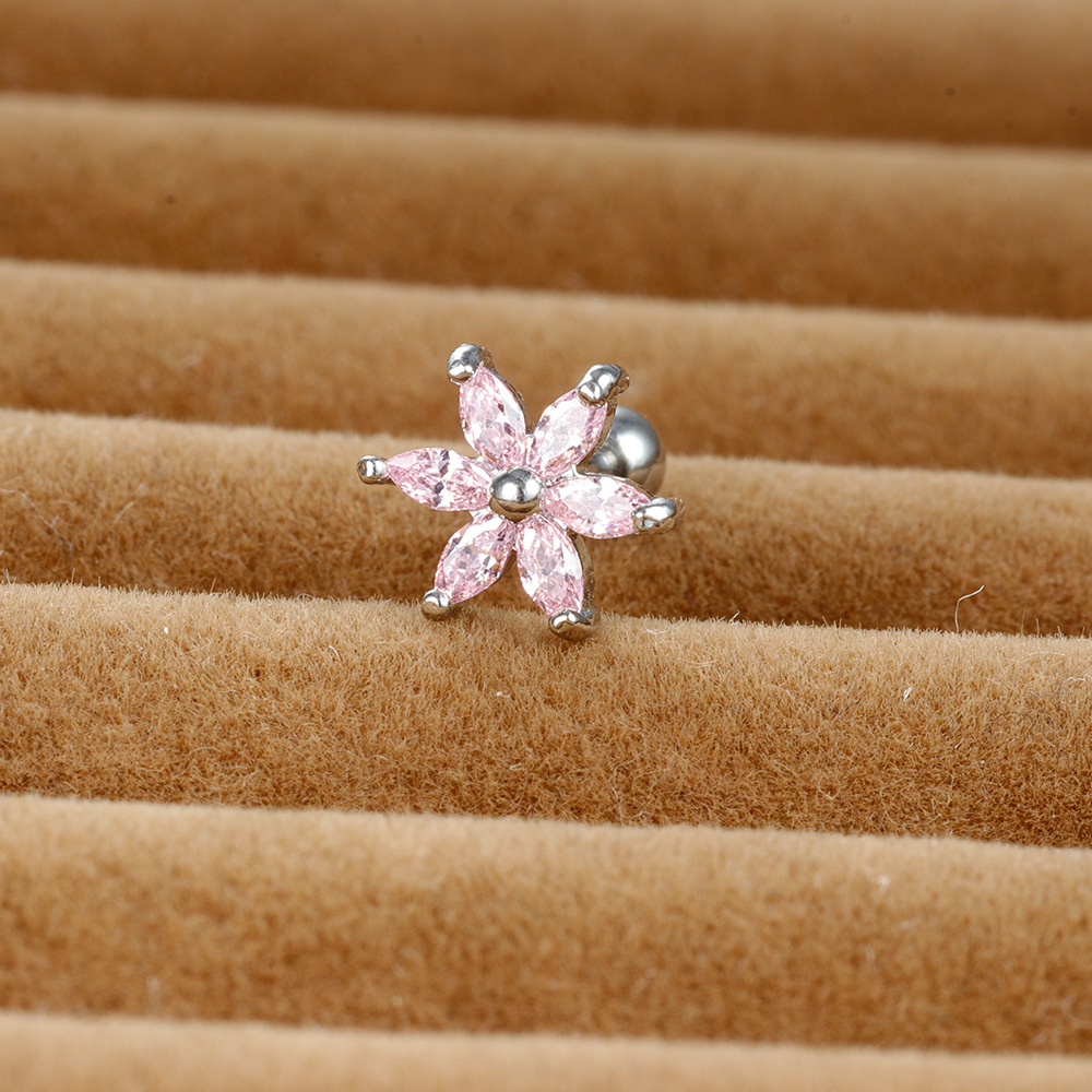 1 Piece Shiny Flower Plating Inlay Stainless Steel Zircon Ear Studs display picture 8