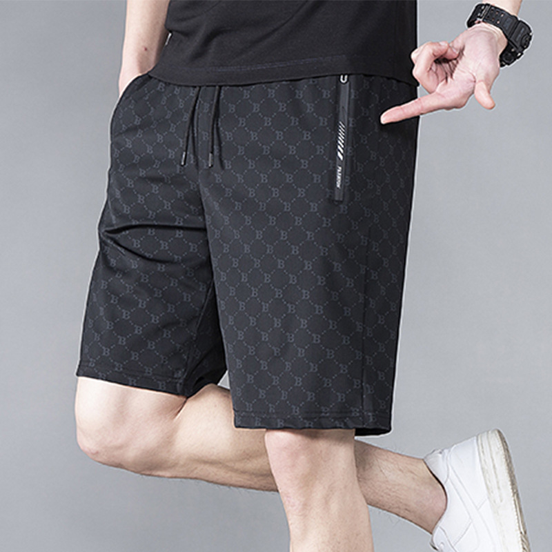 休闲短裤男士夏季黑色冰丝速干透气凉感百搭纯色健身运动五分裤子