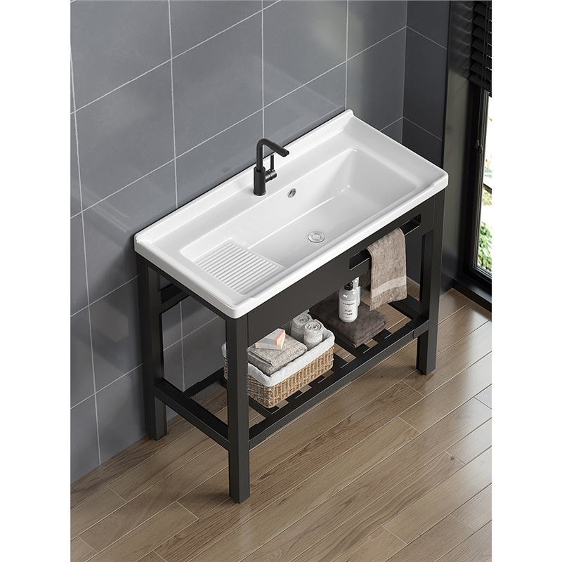 Balcony with washboard washing pool ceramic integrated basin wash basin ultra-deep floor bracket laundry basin without perforation
