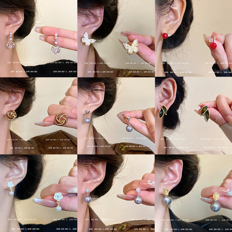 S925 Silver Needle Zircon High-grade Sense Earrings Women's Explosive Fashion Super Fairy Snowflake Micro Inset Earrings Light Luxury All-match Earrings