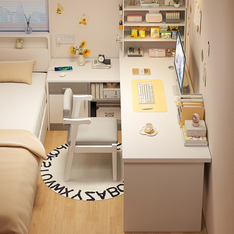 Escritorio de esquina estudiantil escritorio de computadora en un dormitorio para niñas en forma de L escritorio de estudio de esquina simple