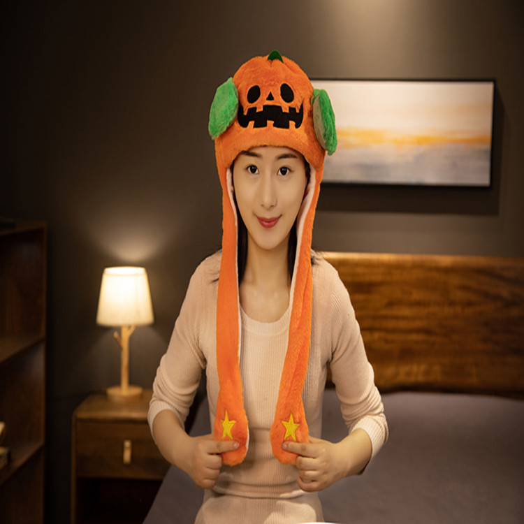 Las lindas celebridades de Internet de Halloween pellizcan las orejas y se mueven el sombrero de la oreja del conejo, la gorra del airbag del diablo de la calabaza