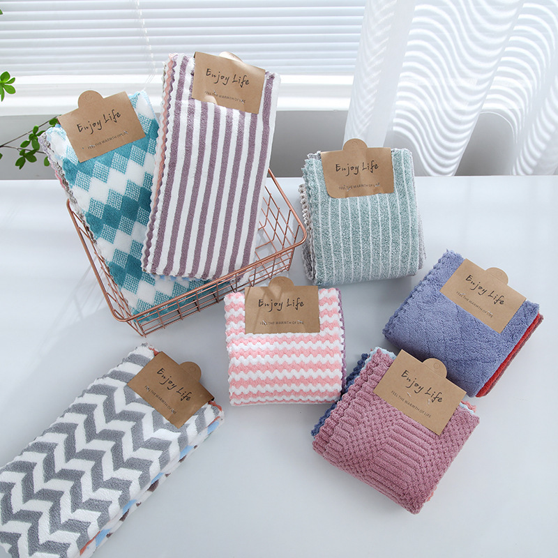 Coral Velvet Cleaning Cloth, Kitchen Cleaning Cloth, Small Square Towel, Soft Absorbent Hand Towel, Children's Baby Saliva Towel Coral Velvet Cleaning Cloth, Kitchen Cleaning Cloth, Small Square Towel, Soft Absorbent Hand Towel, Children's Baby Saliva Towel
