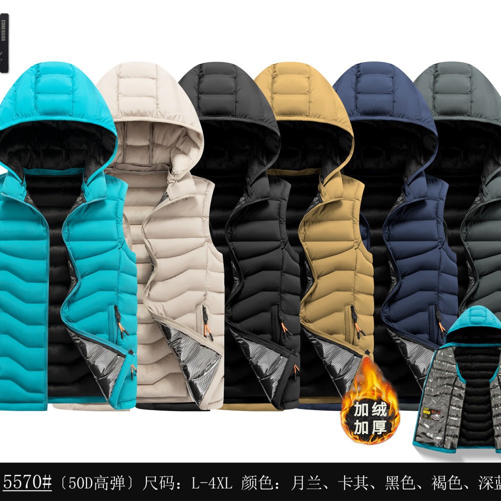 Chaleco acolchado para hombre, chaqueta cálida con forro polar para otoño e invierno, chaleco de algodón sin mangas, venta al por mayor para comercio exterior transfronterizo