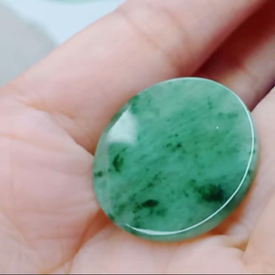 Natural A-Grade Jadeite Ice Green Ice Floating Flower Round Pendant Jade Pendant Plain Pendant Ice Type Hanging Pendant for Women Simple Style