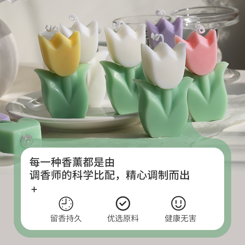 diy手工創意禮物批發鬱金香蠟燭生日伴手禮盒韓國ins花朵香薰蠟燭