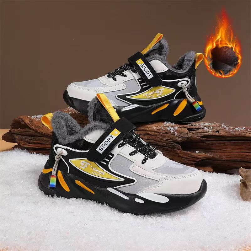 Zapatos de algodón para niños, nuevo modelo 2025, otoño e invierno, ligeros, antideslizantes, resistentes al desgaste, para niños medianos y grandes, zapatos deportivos casuales de algodón para niños