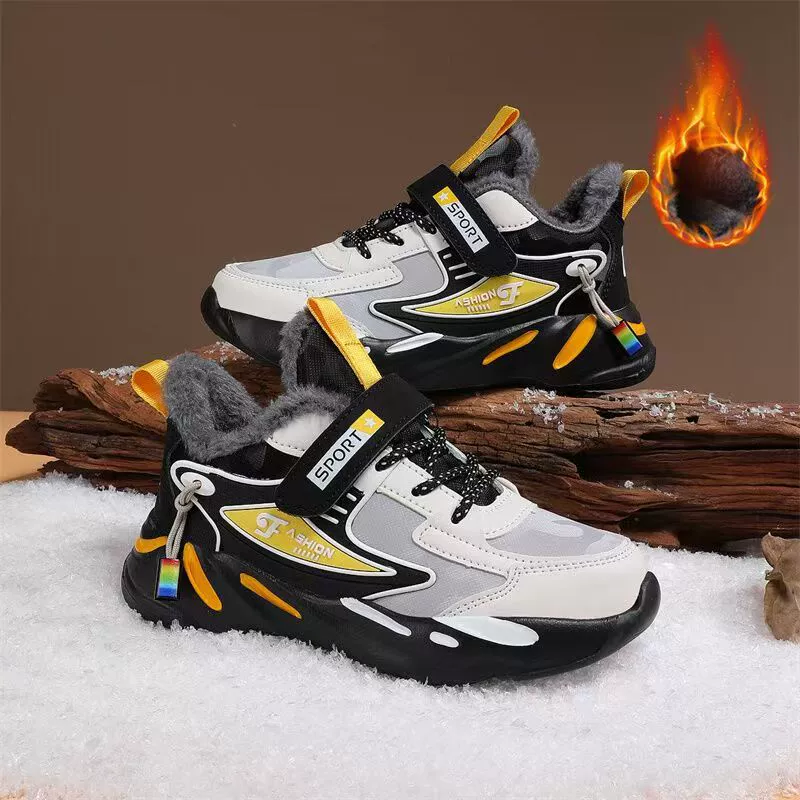 Детские хлопковые туфли, новая модель 2025 года, осенне-зимние, легкие, нескользящие, износостойкие, для мальчиков среднего и старшего возраста, спортивные повседневные детские хлопковые туфли.