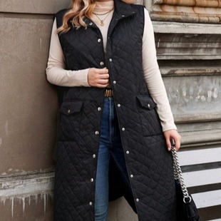 In stock plus size cross-border new 2024 cotton-padded vest New plus size all-matching cotton vest