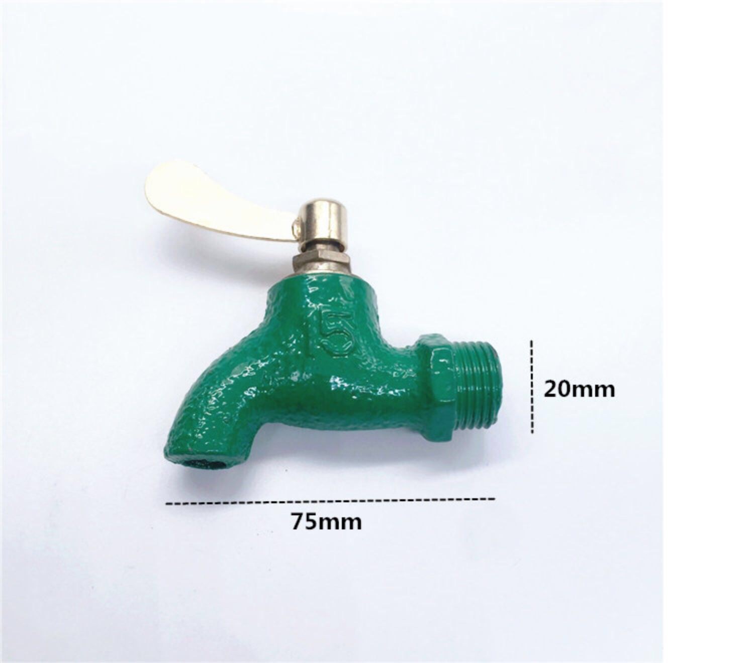 Old-fashioned iron faucet with a slow opening time of 4 minutes or 6 minutes and a fast opening time. It is a copper core flat spout cast iron faucet with a key at an outdoor construction site undefined