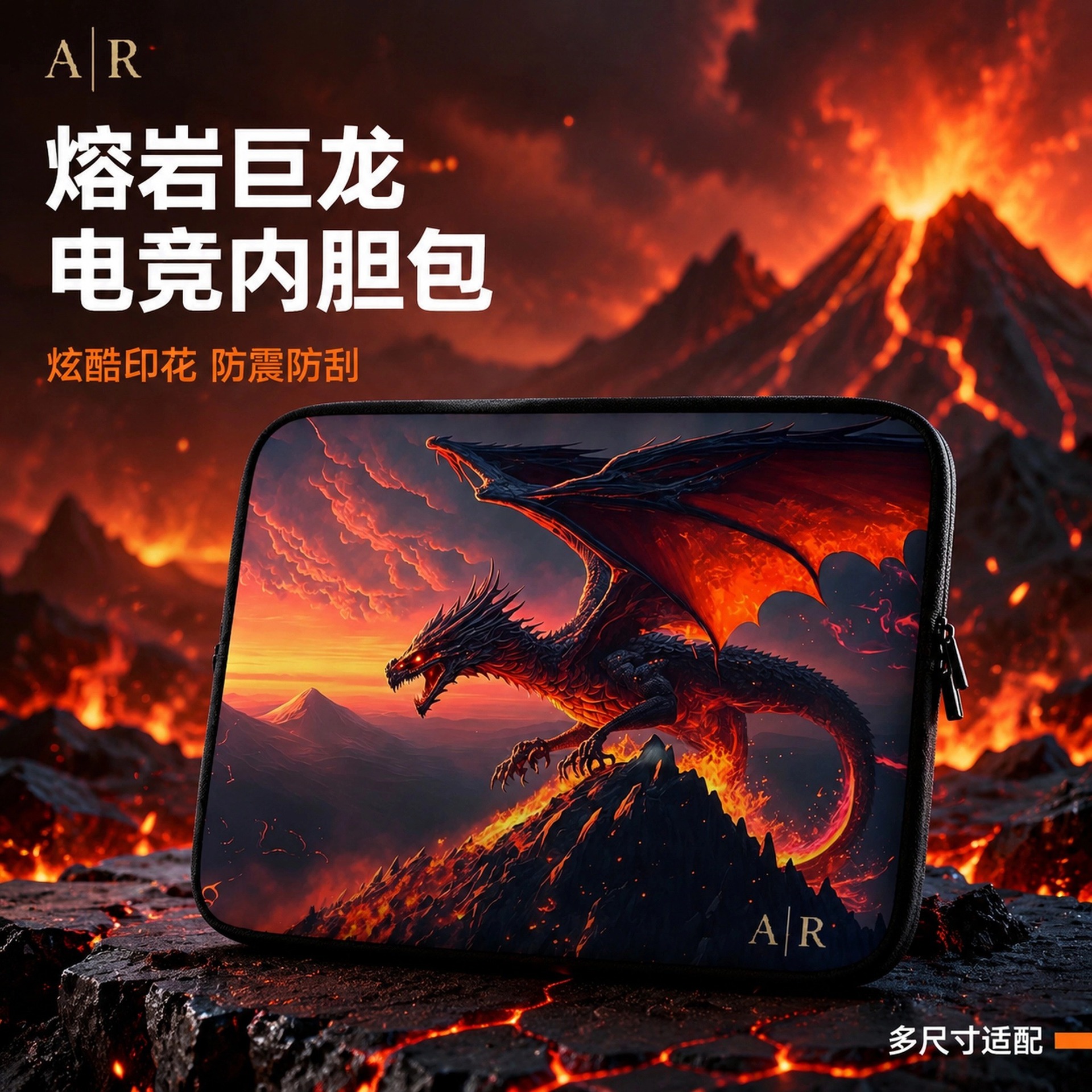 Fire Dragon Esports Computer Sleeve Bag, Shockproof and Waterproof, Tablet and Laptop Protective Case, Full Size, Customizable with Name Printing