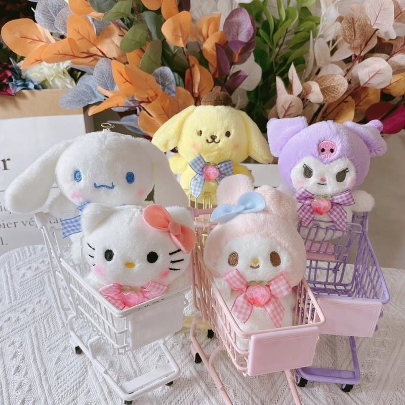 Super Cute Peach Bow Kt Cat Doll Mobile Phone Back Clip Outdoor Hanging Neck Long Rope Shoulder Strap Twist Braided Diagonal