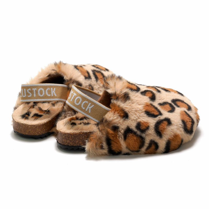 RUIZUSTOCK Autumn Winter Parent-Child Children's Cork Cotton Shoes Girls' Furry Boys' Fleece-Lined Warm Sandals_vogvips.com