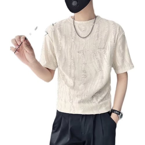 New Men's Summer T-Shirt Korean Style Trendy Simple Half-Sleeve Top Hong Kong Style Loose Casual Streetwear T-Shirt