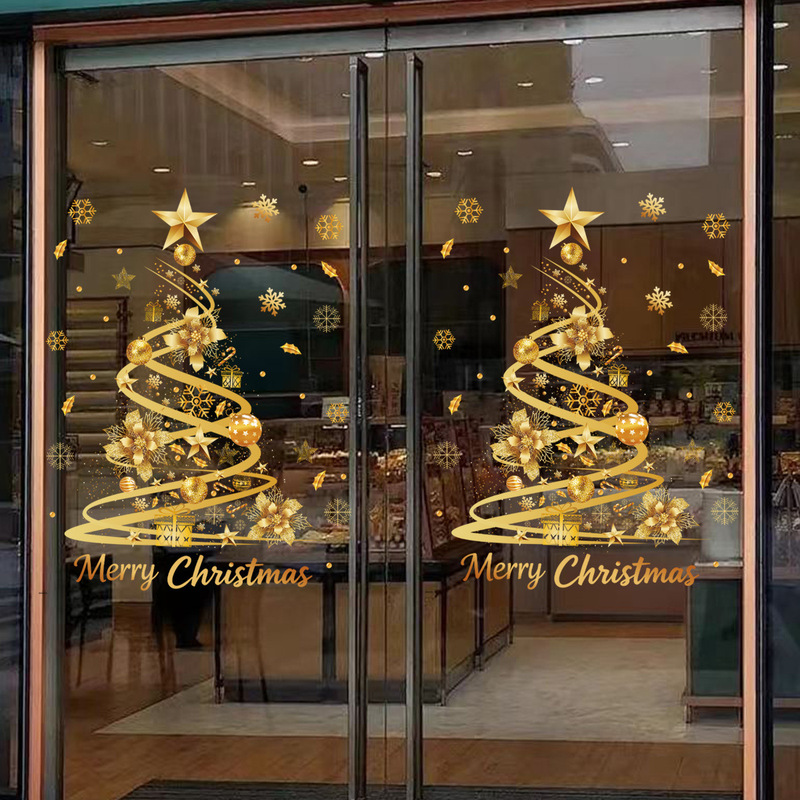 Christmas Glass Stickers Wholesale Golden Stars Christmas Tree Window Stickers Holiday Decoration Glass Showcase Door Static Stickers Christmas Glass Stickers Wholesale Golden Stars Christmas Tree Window Stickers Holiday Decoration Glass Showcase Door Static Stickers