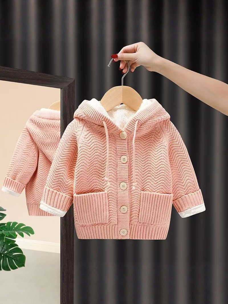 Children's sweater with hood, demi-season warm cardigan, knitted jacket 4