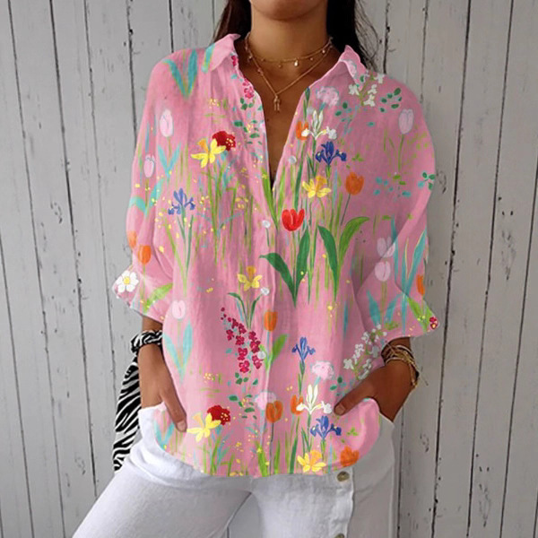 Amazon 3D Printed Turn-Down Collar Casual Shirt Women's Fashion Floral Bamboo Linen Cross-Border Hot Keyword 3D Printing Amazon 3D Printed Turn-Down Collar Casual Shirt Women's Fashion Floral Bamboo Linen Cross-Border Hot Keyword 3D Printing