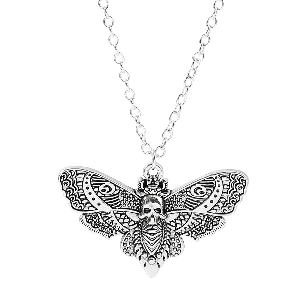 Collier pendentif papillon de mort halloween unisexe_voghion.com