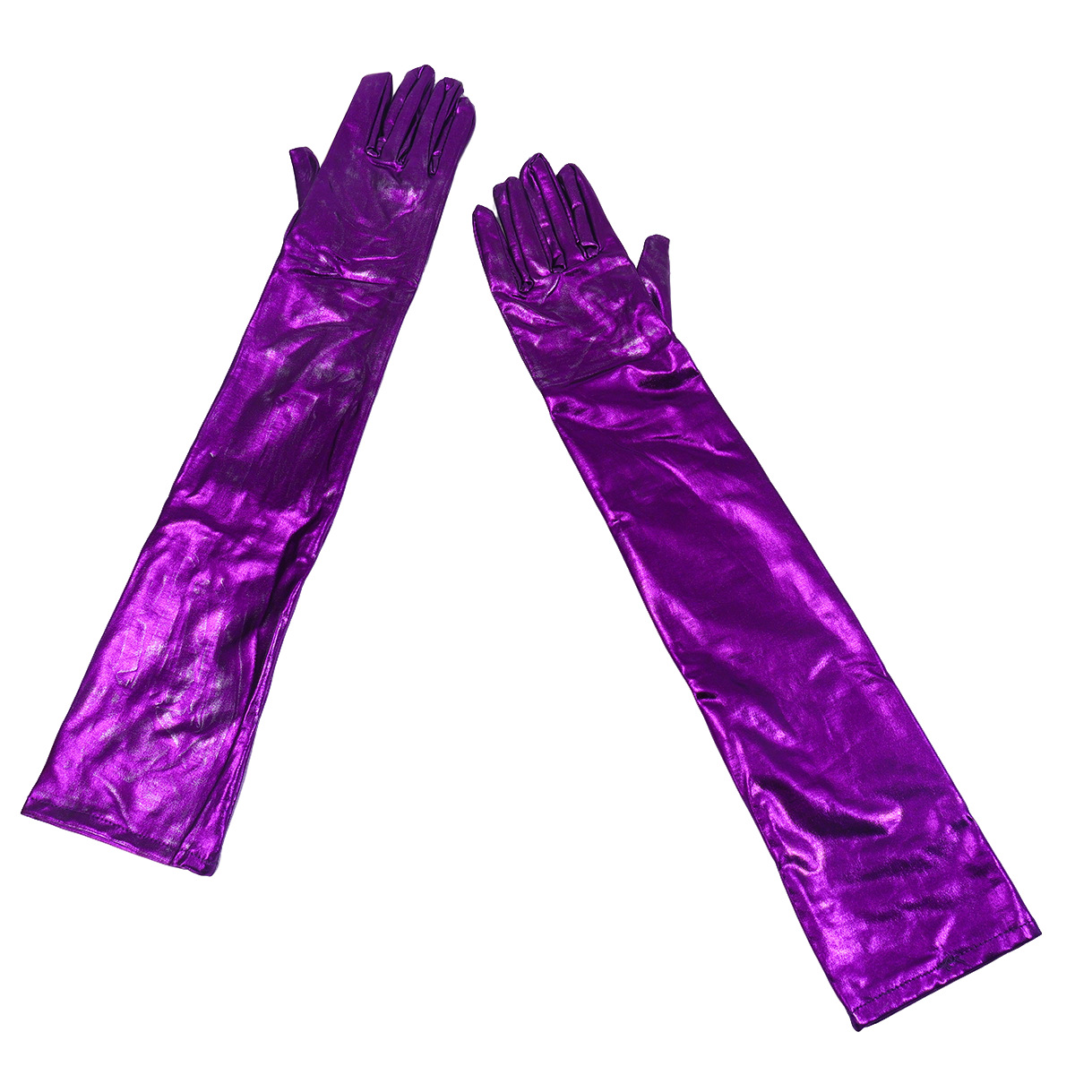 Guantes Largos de Charol para Mujer, 50 cm, Sexys, Elásticos, para Disfraces de Ópera, Cosplay, Color Oscuro