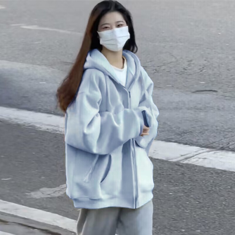 绿色卫衣外套女春秋款小个子2025早秋新款上衣连帽慵懒风开秋开衫|undefined