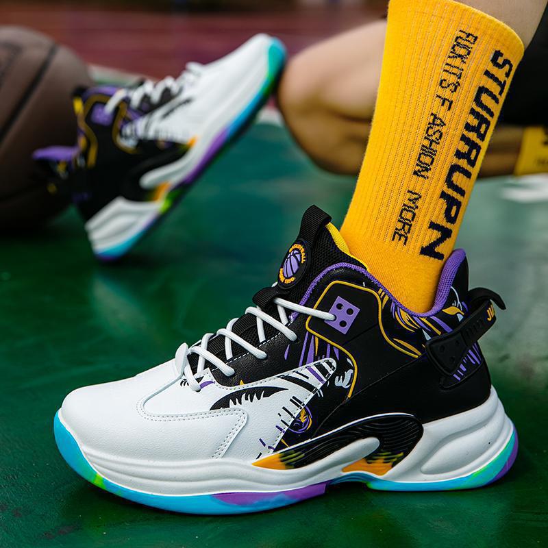 Spring and Autumn Men's Shoes Student Basketball Shoes Teenager Soft Sole Casual Sneakers Running Men's High-top Comfortable Sports Trendy Shoes