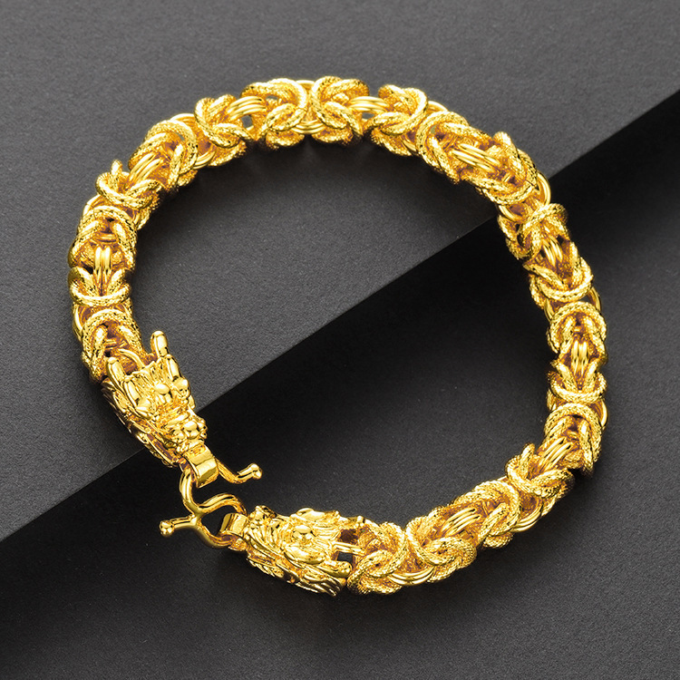 Jiang Ming cloth pattern faucet gold-plated Bracelet Men's and women's domineering local tyrants gold imitation Vietnam sand gold online celebrity live stall