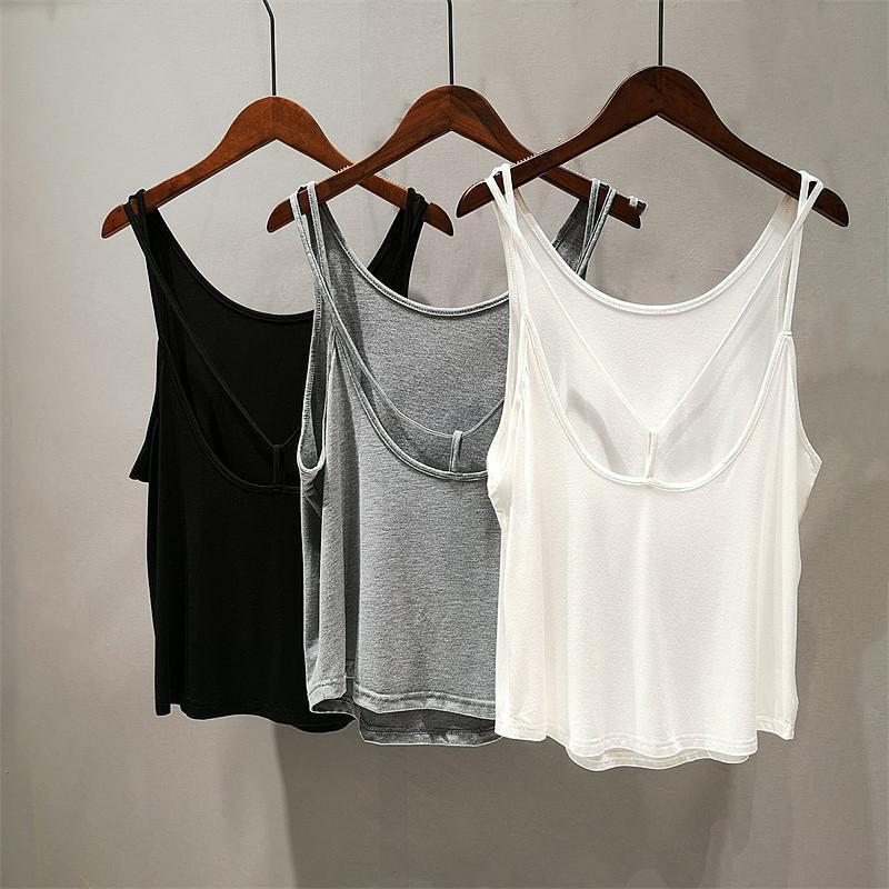 Super Hand-Feeling Model Cotton Camisole for Spring and Summer Women's Loose Belly Covering Inner Wearing Outer Wearing Sleeveless Base Top