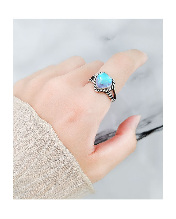 Simple Style Heart Shape Copper Inlay Opal Rings 1 Piece