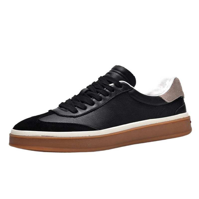 Zapatos de skate de primavera 2026 nuevos zapatos de cuero de capa de cabeza de entrenamiento de cuero de cordón plano de negocios casual zapatos de hombre versátiles