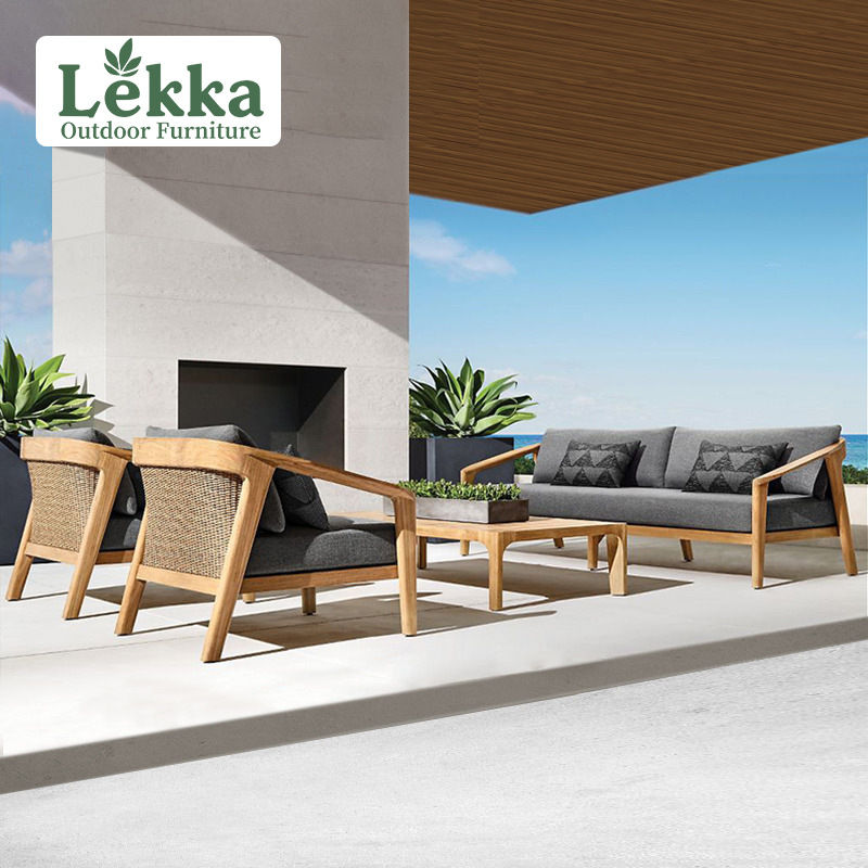 Sofá de caña al aire libre personalizado patio terraza al aire libre Jardín muebles suite villa hotel combo sofá casual