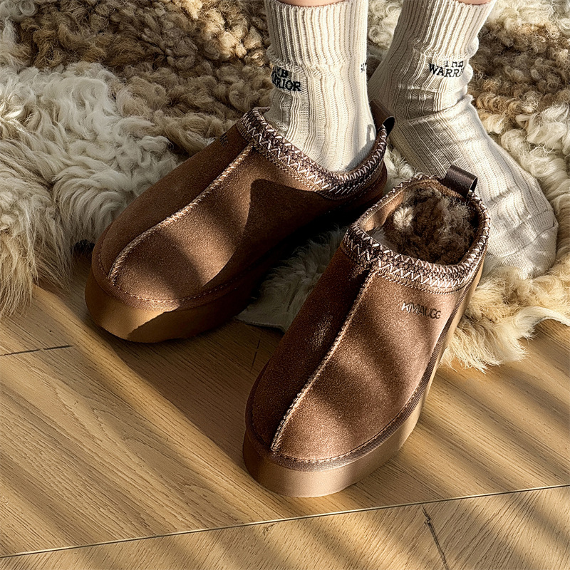 3276 star's same style thick-soled snow boots winter half-toe plus velvet thickened warm cotton mop U's same style shoes