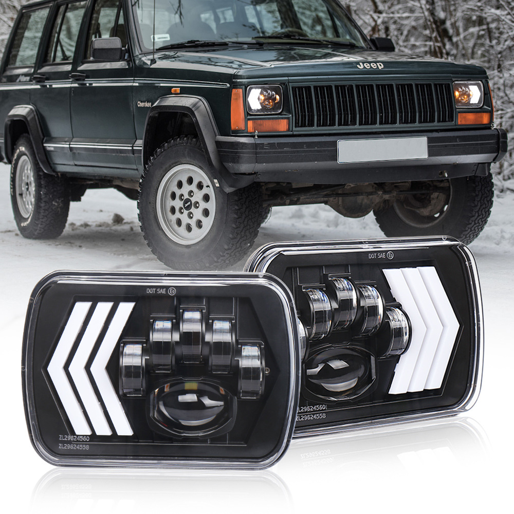 5x7 Square Jeep Headlight 5x7 7 Inch Cherokee Headlight 55W LED Work Light Truck