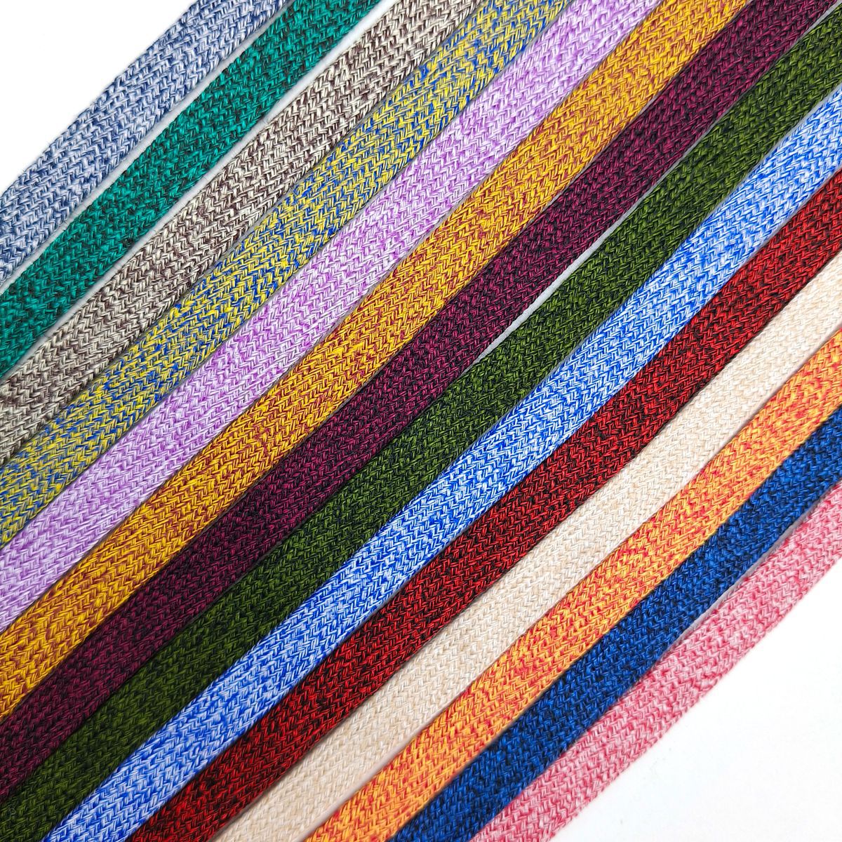 1 / 1.2cm poliéster / algodón mezcla de color intercalado cuerda de trenzado hueca plana cuerda de dibujo de 48 lingotes mezclados de color imitación de algodón chaqueta