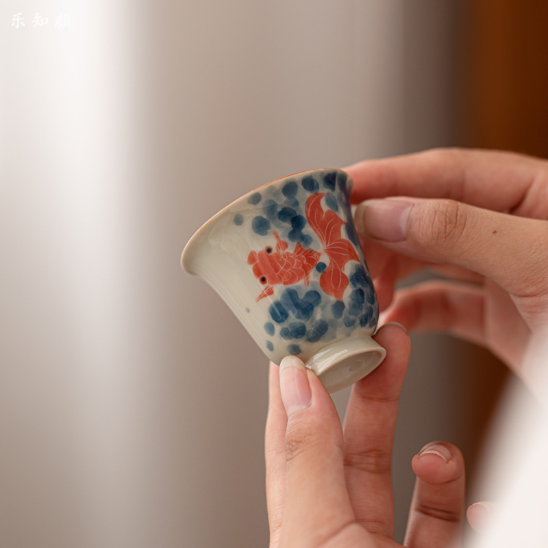 ティーカップ主人杯純手描き錦鯉単杯陶磁器個人専用工夫茶器お茶単杯品茗杯|undefined