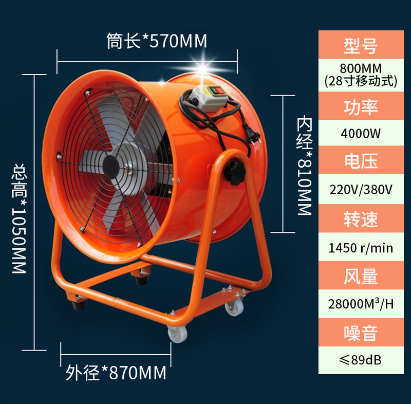 手提式轴流风机220V移动式排风扇抽鼓风机有限空间工业SFT通批发|undefined