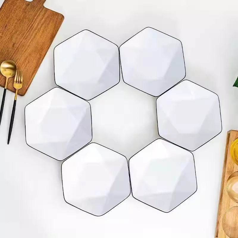 육각 접시 6 + 8 인치 수프 그릇 1
