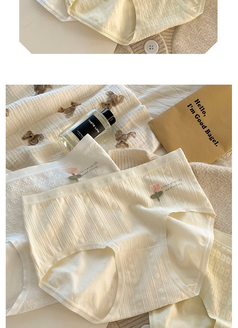 Polyester Fabric Type Stretchy Elasticity 1 Piece Quantity Flower Pattern Flower Mid Waist Panties