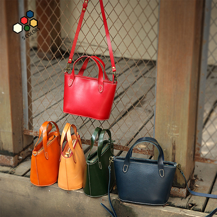 Special Offer Genuine Leather Crossbody Bag for Women, Vintage Handmade Japanese-Style Cowhide Bucket Bag, Vegetable-Tanned Leather Shoulder Handbag, Light Luxury Special Offer Genuine Leather Crossbody Bag for Women, Vintage Handmade Japanese-Style Cowhide Bucket Bag, Vegetable-Tanned Leather Shoulder Handbag, Light Luxury