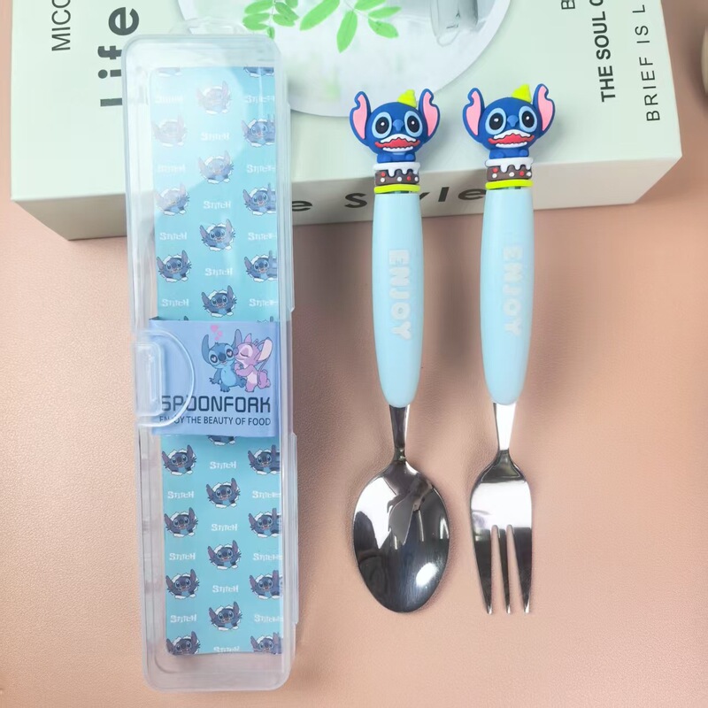 8036スティッチ携帯アニメ410ステンレス食器2点セットフォークスプーンセット学生フォークスプーン|undefined