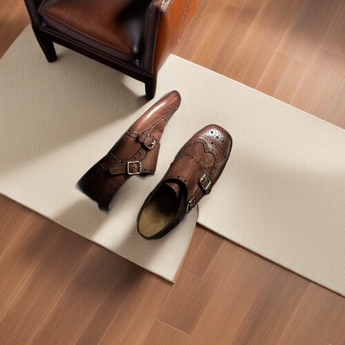 Vintage genuine leather hand-carved small shoes, new English-style double-buckle single shoes, comfortable height-lifting loafers for women