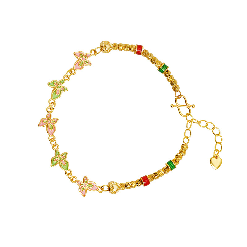 Nuevo chino vietnamita pulsera de oro de arena retrógrado mariposa de flores de coches flash cuentas de flores joyas de nicho al por mayor