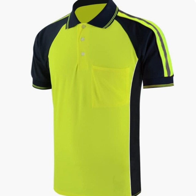 Reflective Shirt High Visibility Short Sleeve Quick-Drying Pocket Multi-Color Polo Collar Men's and Women's Work T-Shirt