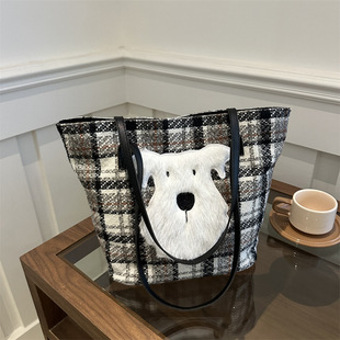 Korean Style Large Capacity High-end Tote Bag Women's Bag 2024 New Style Prellis Bag Commuter Shoulder Crossbody Bag