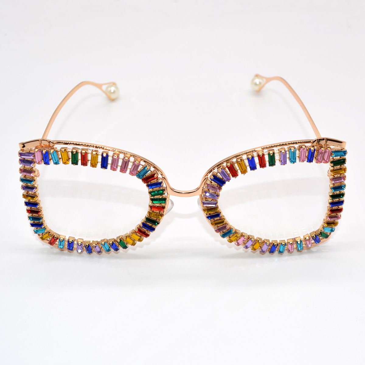 Square Glasses Style Outdoor, Travel, Fishing Occasion Sweet Color Block Resin Square Diamond Full Frame Optical Glasses
