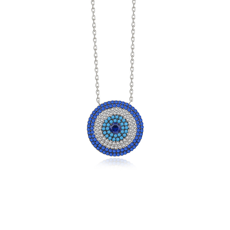 Collana in argento sterling con occhio del diavolo e catena a clavicola retrò con diamanti di nicchia_voghion.com