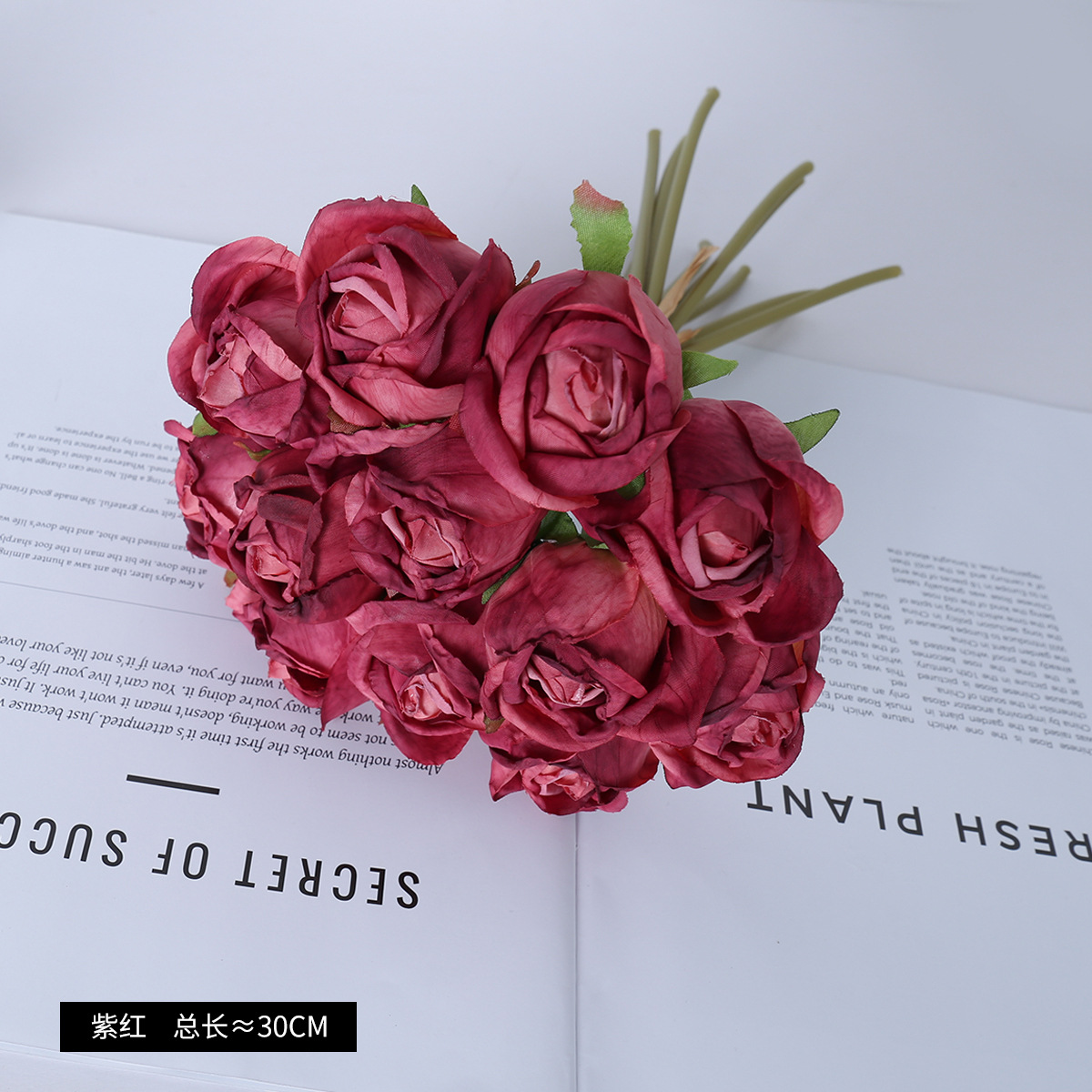 Simulación transfronteriza decoración de flores de rosas 12 rosas pequeñas bodas de la novia simulación de rosas pequeñas