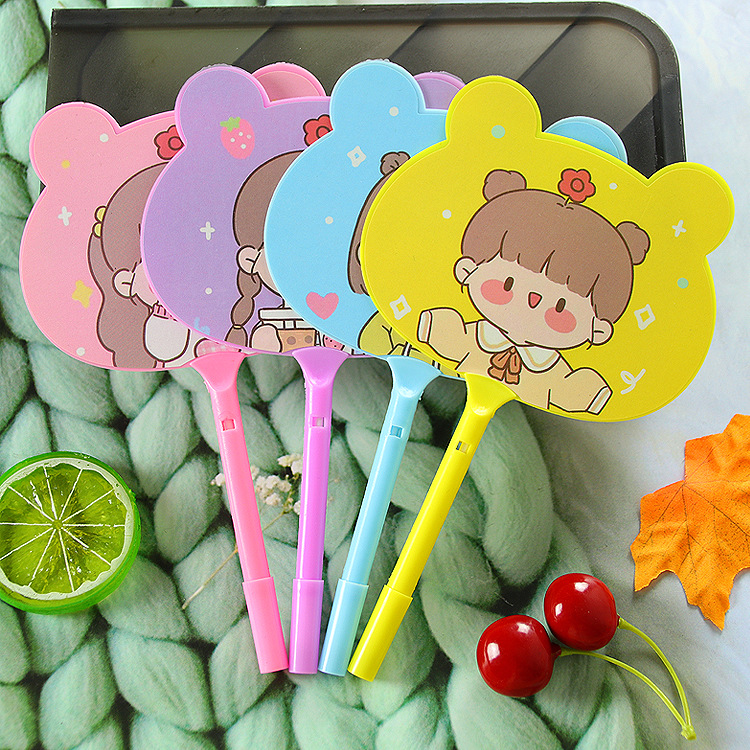 Adorable Girl Style Fan Pen for Students and Children, Award, Gift, LOGO, Advertising Pen, Creative Stationery Ballpoint Pen
