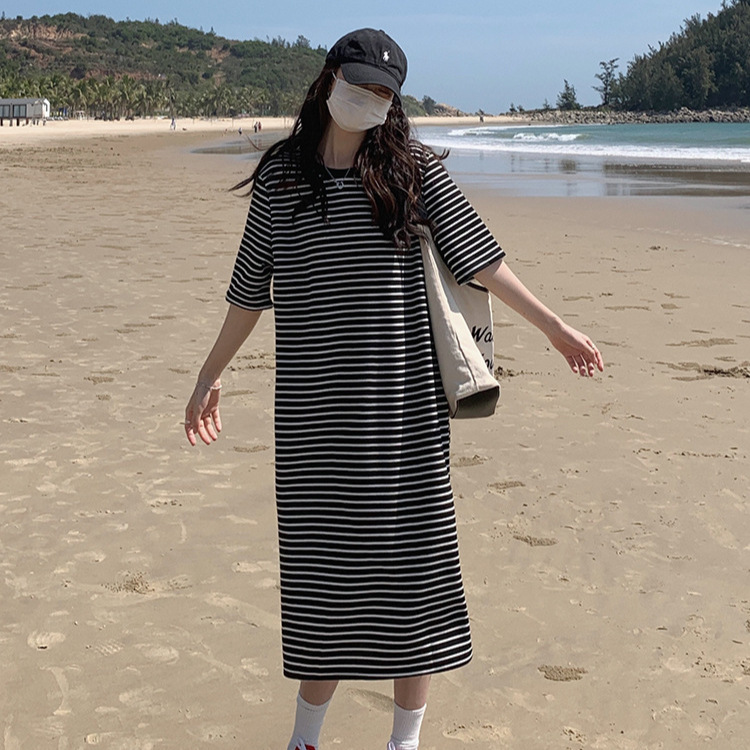 Pregnant Women Summer Clothes dress Fashion Home Clothes New Striped Sleeveless T-Shirt Dress Women's Summer Short-sleeved plus size Dress