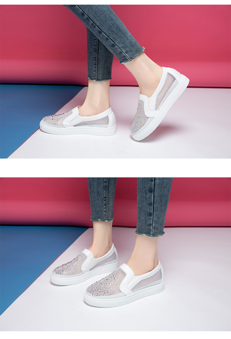 colored diamond hollowed-out mesh slip-on shoes NSYBJ121722