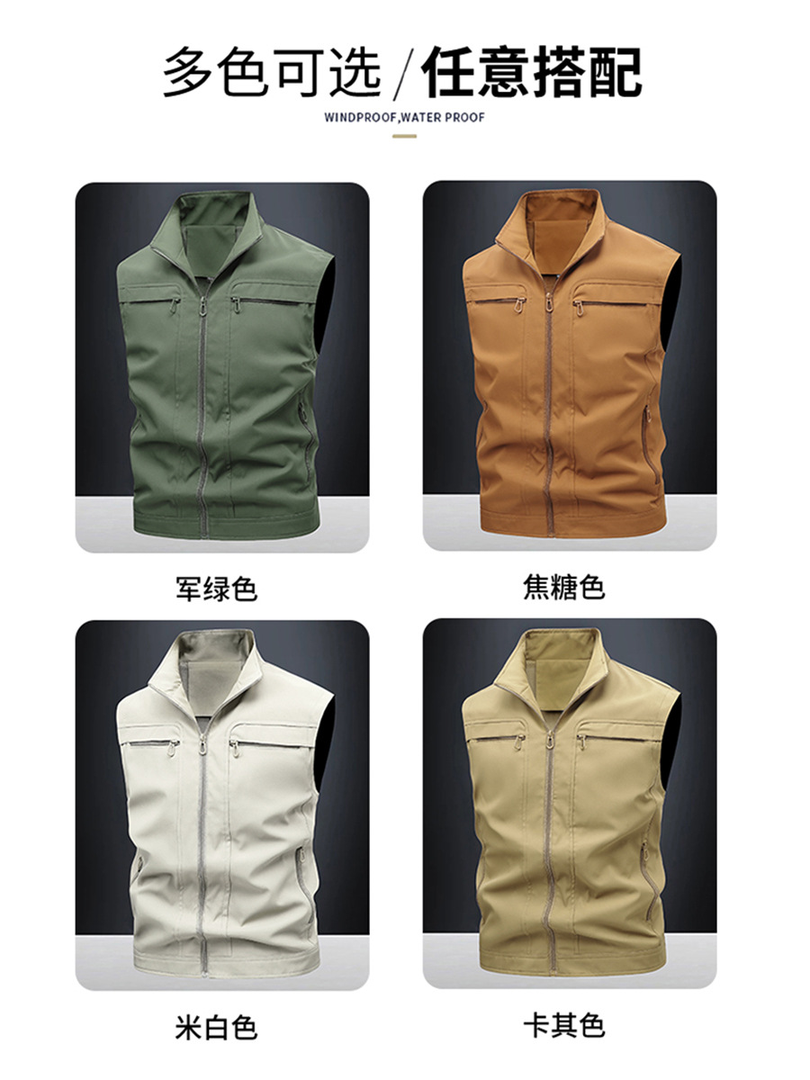 Verano montaña pesca al aire libre fotografía herramientas chaleco chaleco fino a prueba de viento chaleco de comercio exterior hombres multibolsillo personalizado